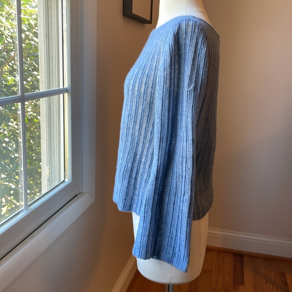 Blue Ribbed Women's Sweater - Picture 3 of 7